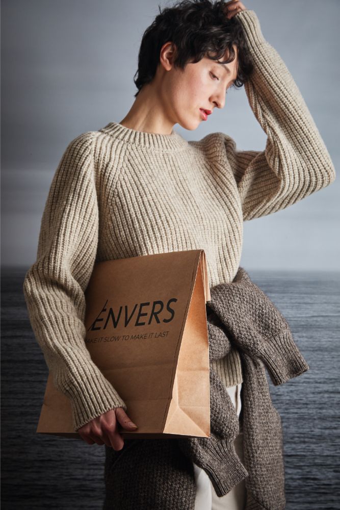Pull raglan AGNES beige - 100% Laine mérinos sans cruauté - L'Envers