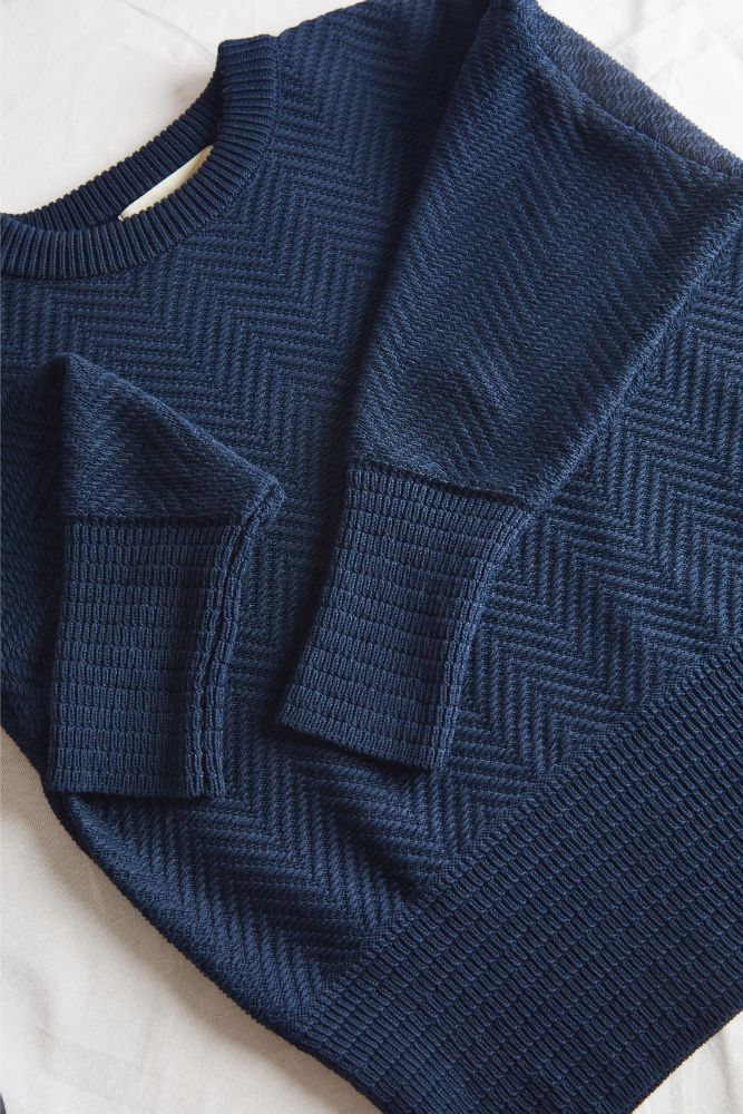 Pull Chevron en coton biologique NELLIE - Bleu marine - L'Envers